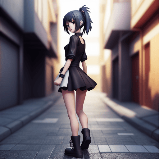 AI generated: anime style, semi 3d style girl, blurry street back ground
