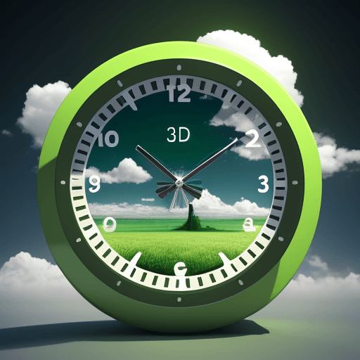 AI generated: 3d clock,cloud,4k,green,hope