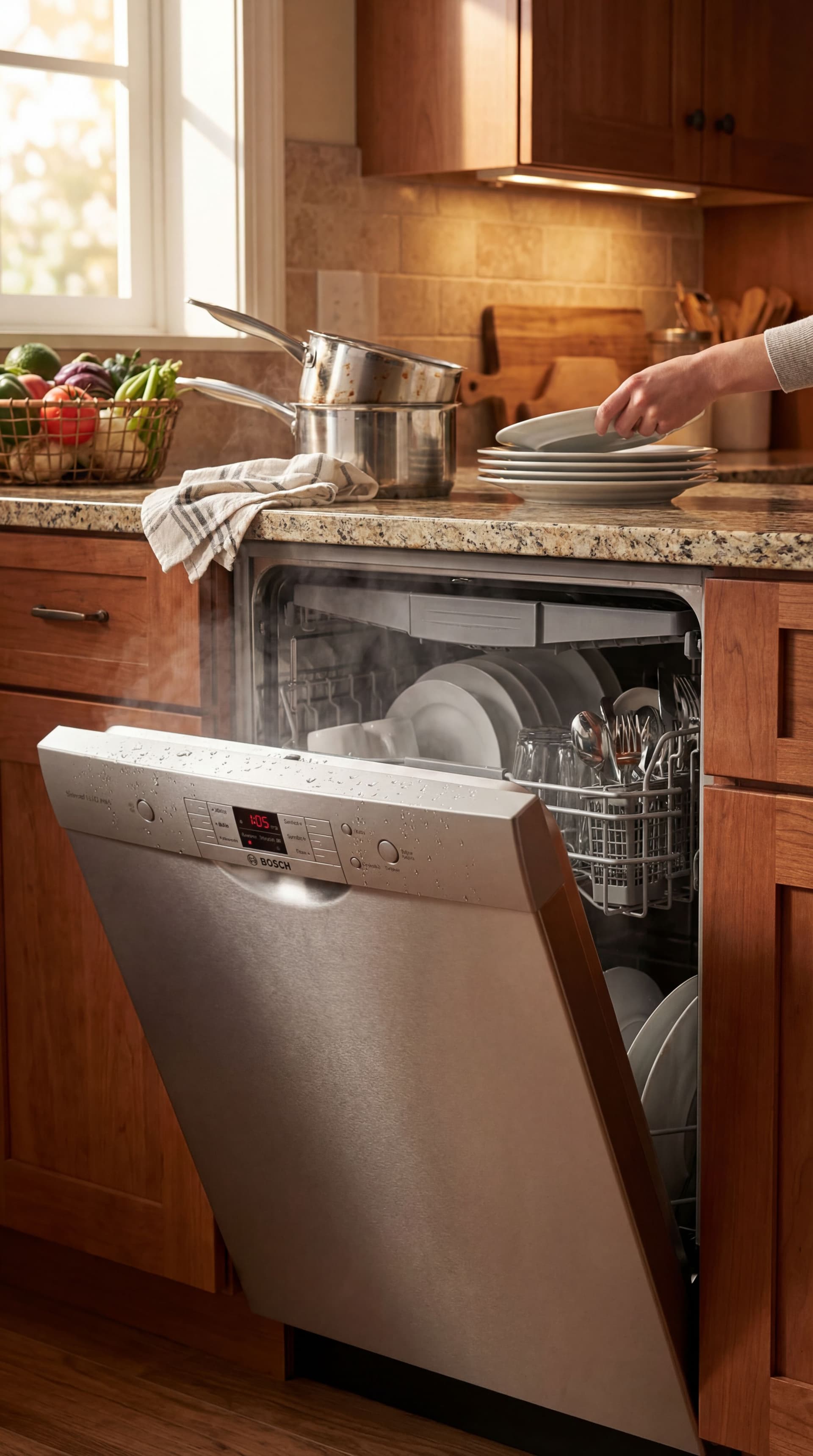 AI generated: Create  Bosch SHEM3AY55N 100 Series Dishwasher 24'' Stainless Steel Shem3Ay55N
Make photo realistic ...