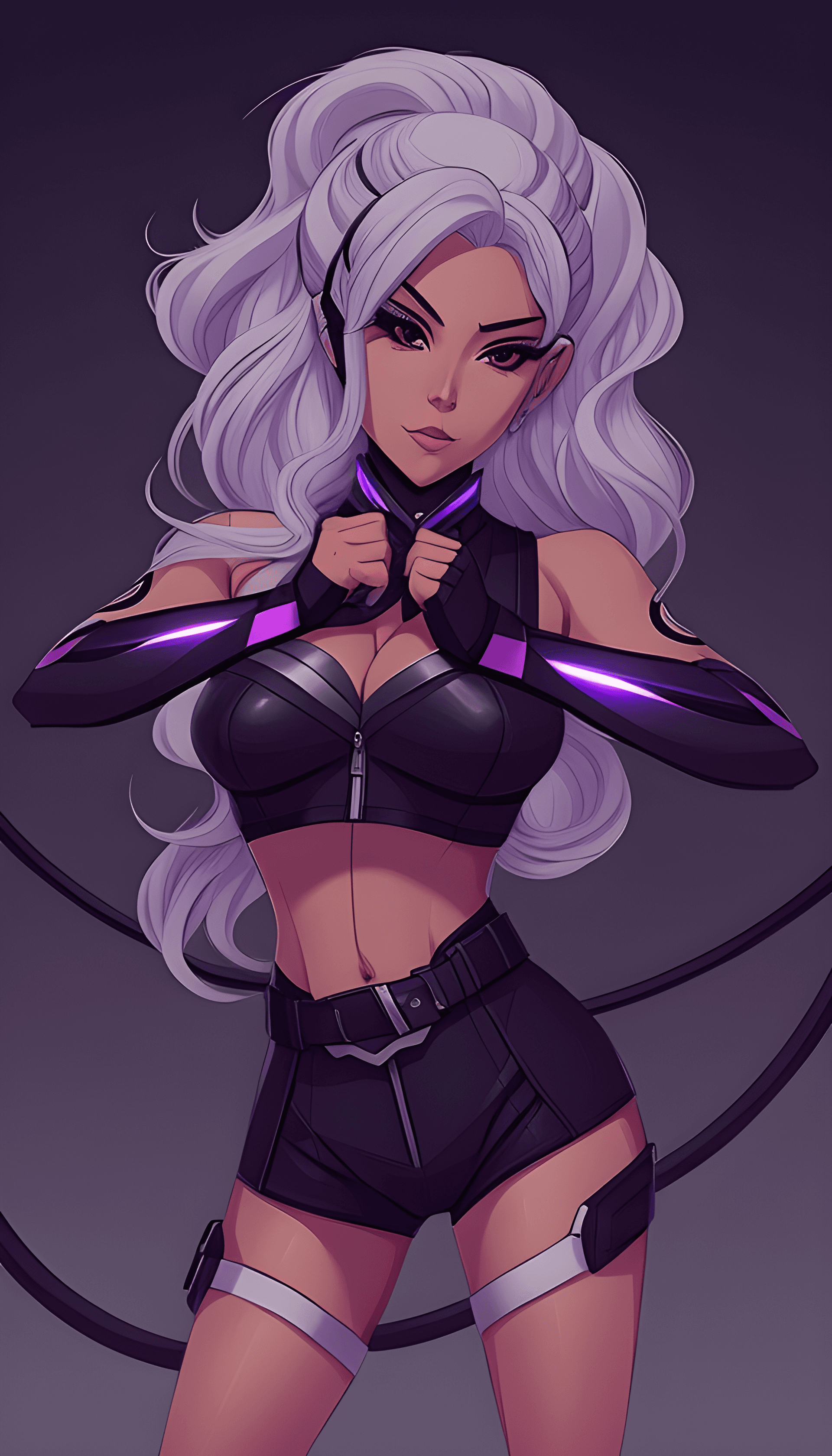 AI generated: a drawing of a woman with white hair, inspired by rossdraws, furry art, snake woman hybrid, phone ba...