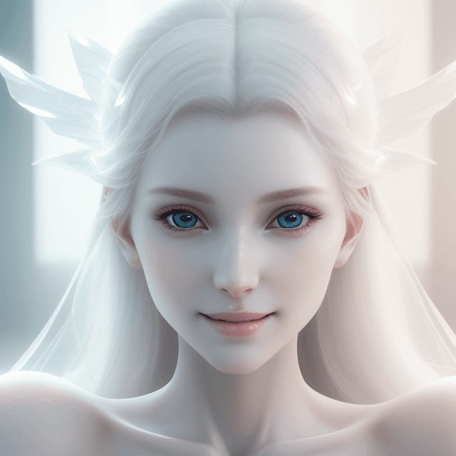 AI generated: ethereal and clean portrait of a woman character Unreal Engine 5, pristine glass-like face skin qual...