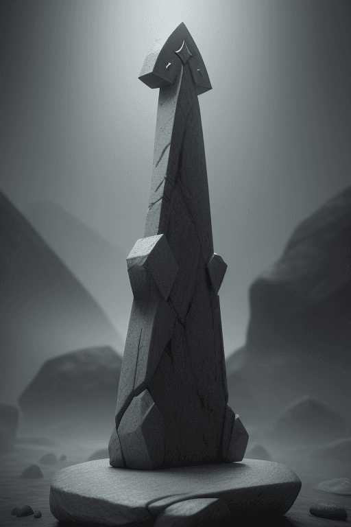 AI generated: Axe at the stone, octane render, trending on artstation,t symmetrical artwork. cinematic, hyper real...