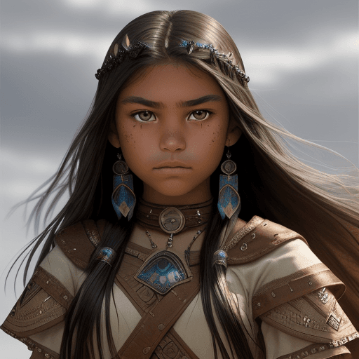 AI generated: Sioux teen girl, beautiful, dramatic, powerful, main character in epic fantasy, detailed