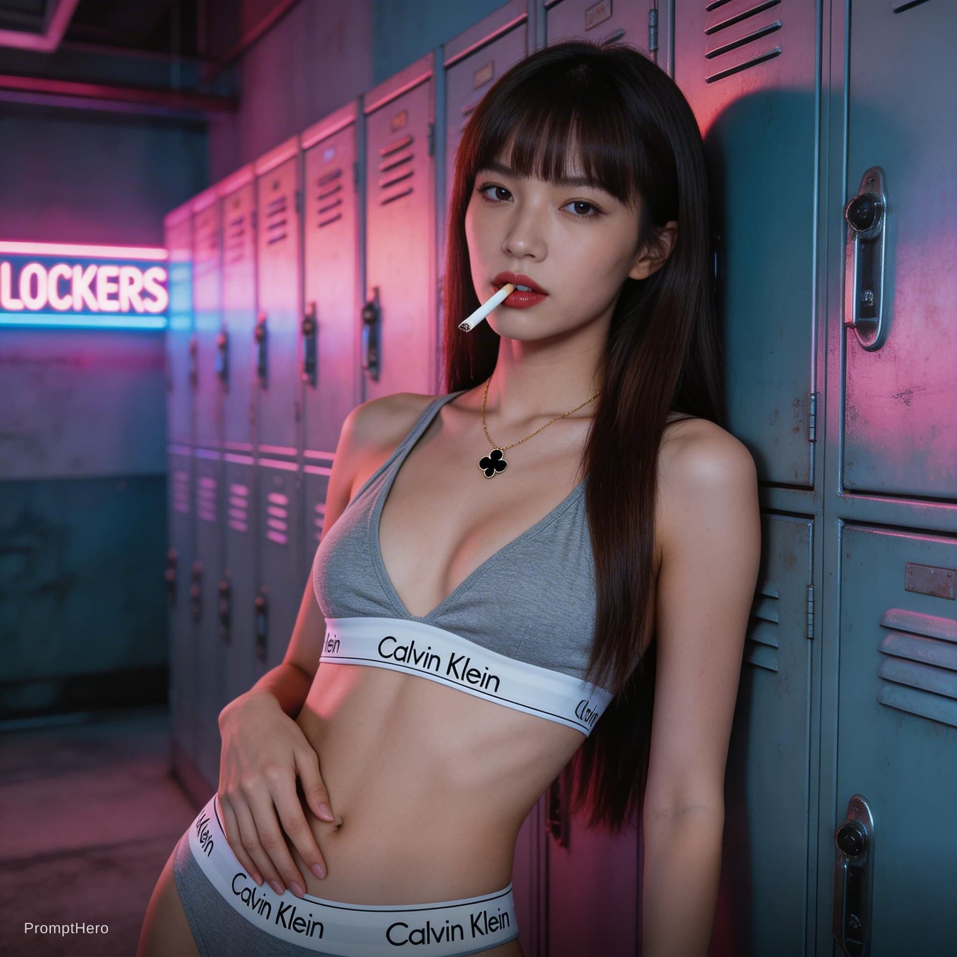 AI generated: A highly detailed, photorealistic, cinematic vertical medium-full shot of a stunning young East Asia...