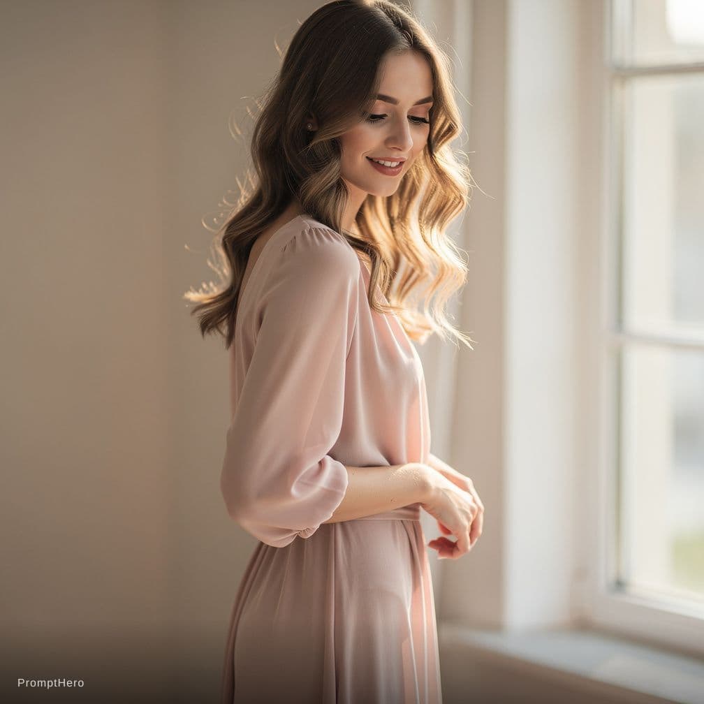 AI generated: beautiful shy girl with small breasts