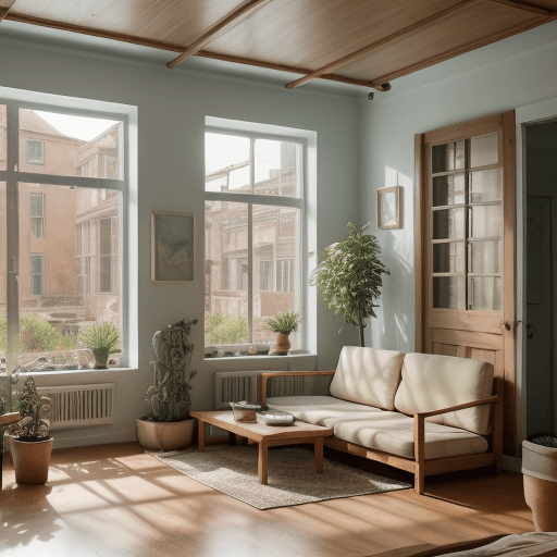 AI generated: High resolution photography interior design, dreamy sunken living room conversatio pit, wooden floor...