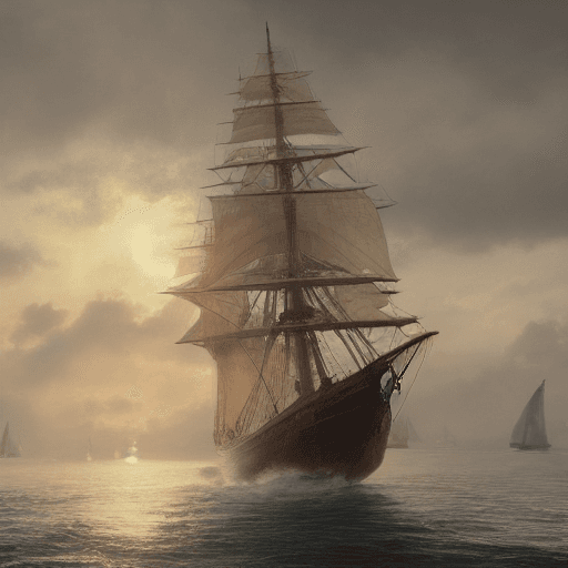 AI generated: Photo of a ultra realistic sailing ship, dramatic light, pale sunrise, cinematic lighting, battered,...