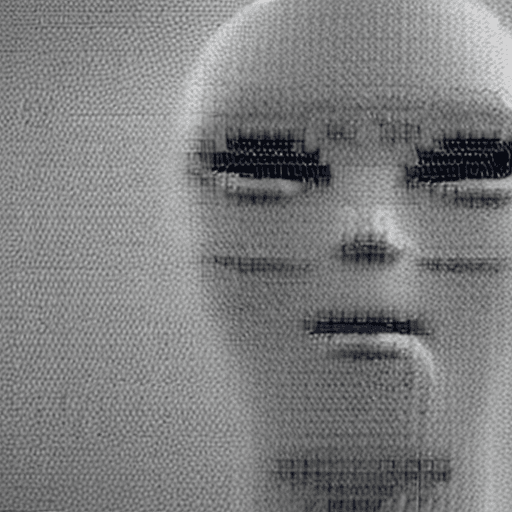 AI generated: scattered realistic front view portrait of alien made by marble, snapshot right during disintegratio...