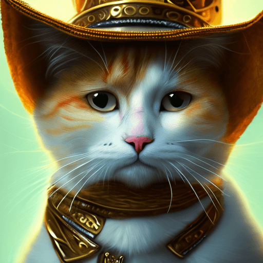 AI generated:  white cat,  wearing a mexican hat, blurred environment background,portrait, yellow sweter, sharp fo...