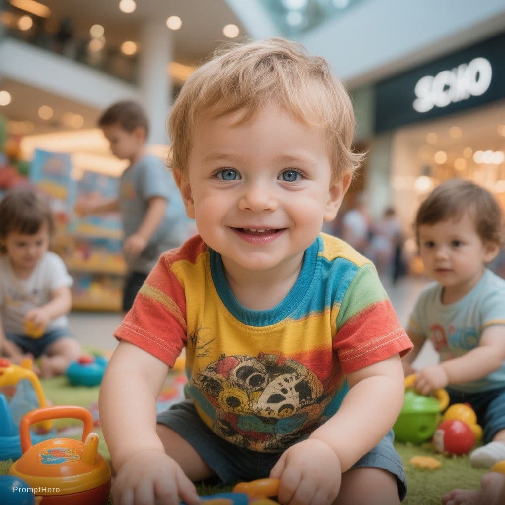 AI generated: a child of Slavic appearance with blue eyes and blond hair, looks directly into the camera. at the a...