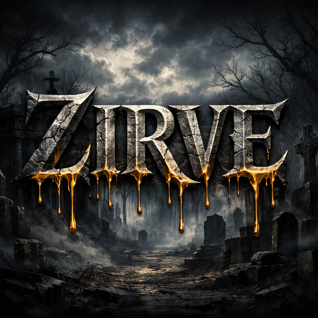 AI generated: dark gothic typography logo,
metallic stone letters,
engraved serif font,
gold liquid dripping from ...