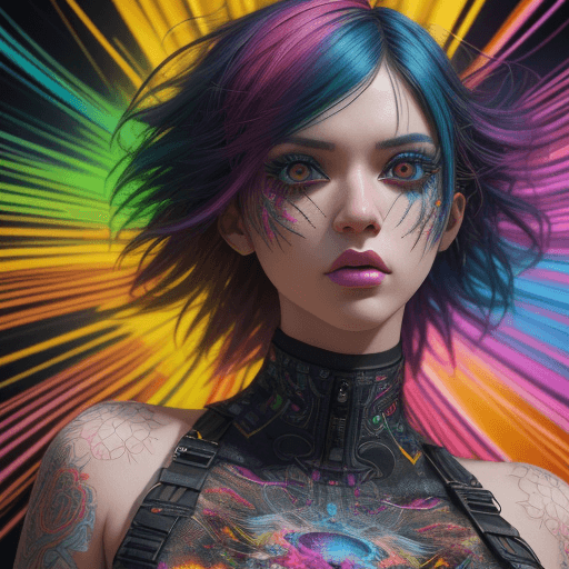 AI generated: "Explore the vibrant world of CG illustration as our emo supermodel takes center stage in an explosi...