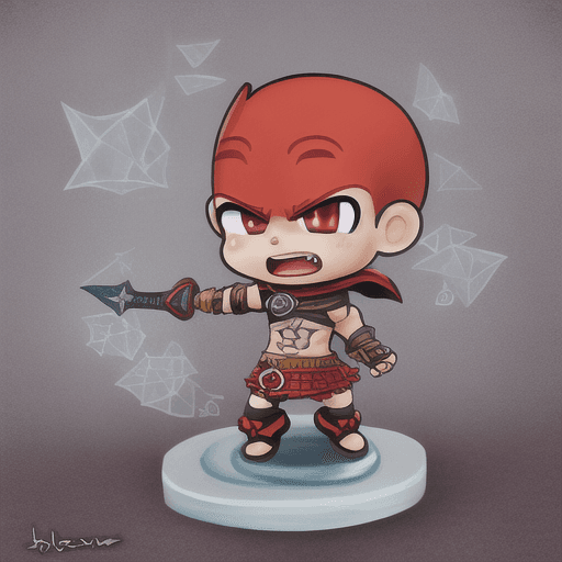 AI generated: Chibi Kratos figurine, modern Disney style
