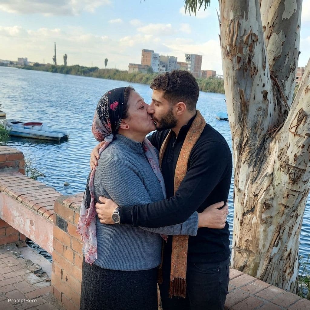 AI generated: hard kiss 
