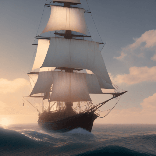 AI generated: Photo of a ultra realistic sailing ship, dramatic light, pale sunrise, cinematic lighting, battered,...