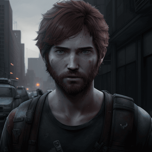 AI generated: Red-haired boy with ice popsicles The Last of Us, very detailed dsytopian scene, teenage, boy::1 The...
