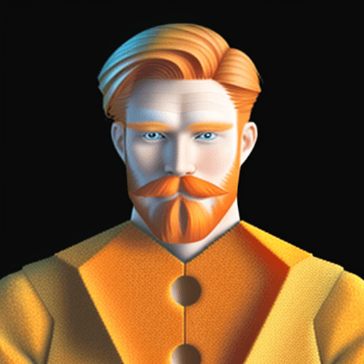 AI generated: A ginger man with hexagon shape hairs