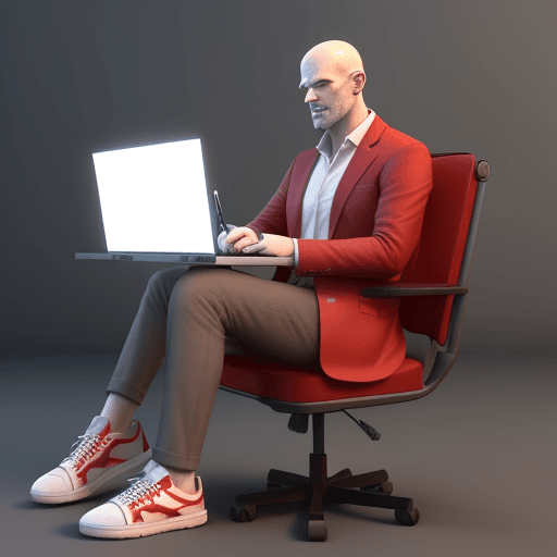 AI generated: Create a 3D illustration featuring a realistic 45 year-old beautiful MAN busy to writing a coding on...