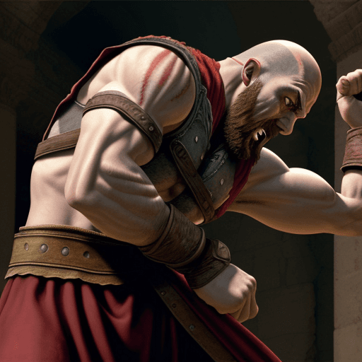 AI generated: kratos fighting jesus