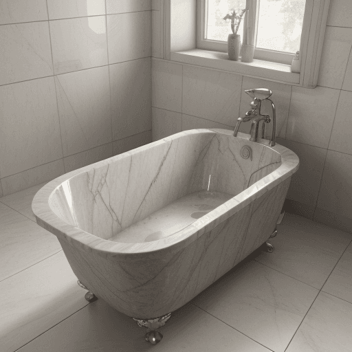 AI generated: 8k,16k,photorealistic render,3ds max 2023,corona 9,vray,sweedish style,marble tiles,tub,full view,