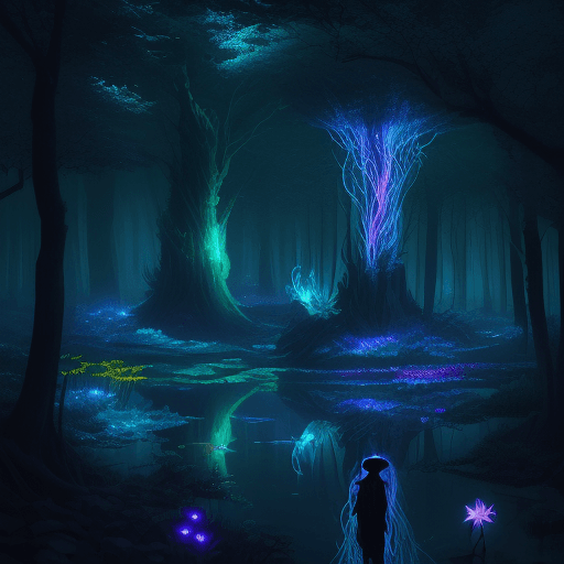 AI generated: Enchant viewers with a magical bioluminescent forest, where vibrant flora and fauna illuminate the n...