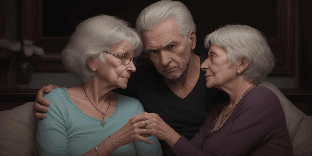AI generated: A man who lost an old woman he loved and looked towards her, 8k , hd , reality