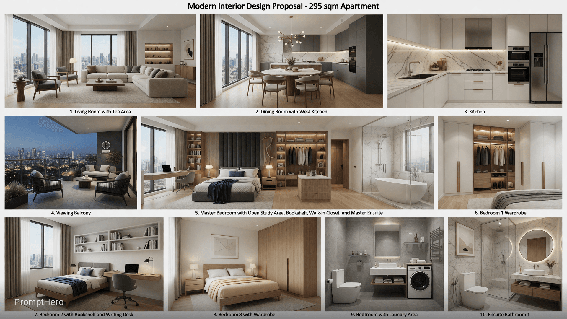 AI generated: Please create interior decoration of the subject floor plan in Modern design showing separate design...