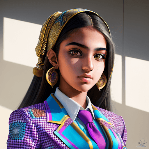 AI generated: Hyper realistic portrait of high school student, arabian, very detailed, she wears a fusion of style...