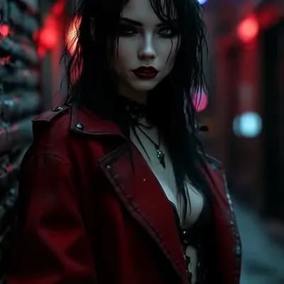 AI generated video: Walking in a dark dimly lit urban cyberpunk town back alley
wet from rain, rainy night, street styl...