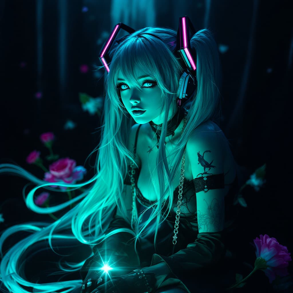AI generated: goth hatsune miku