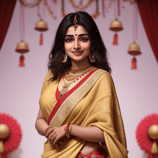 AI generated: "Envision the talented Indian actress Urfi Javed embracing her cultural roots as she gracefully drap...