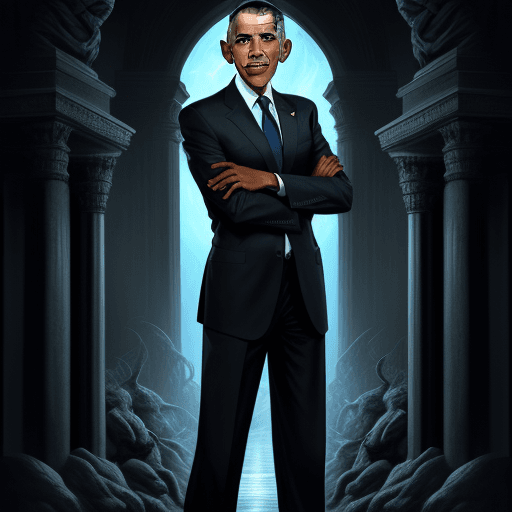 AI generated: Barack Obama as the gatekeeper of the underworld
