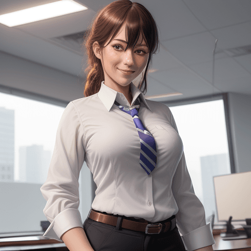AI generated: masterpiece, best quality, highly detailed,  makima (chainsaw man), solo focus, thick thigh, camelto...