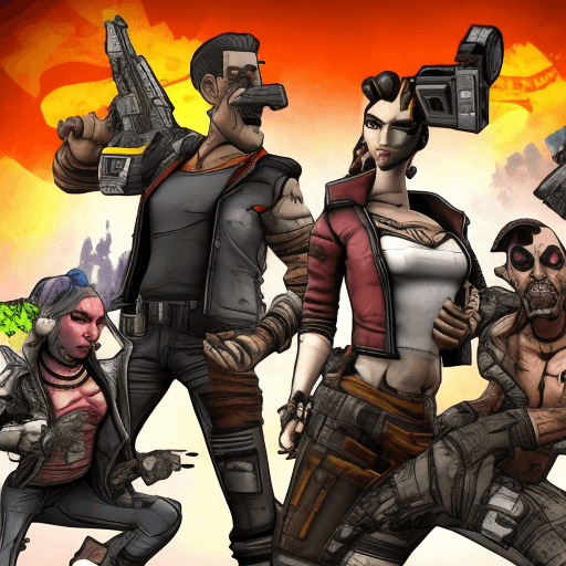 AI generated: Borderlands Boss style introduction for photoshop background
