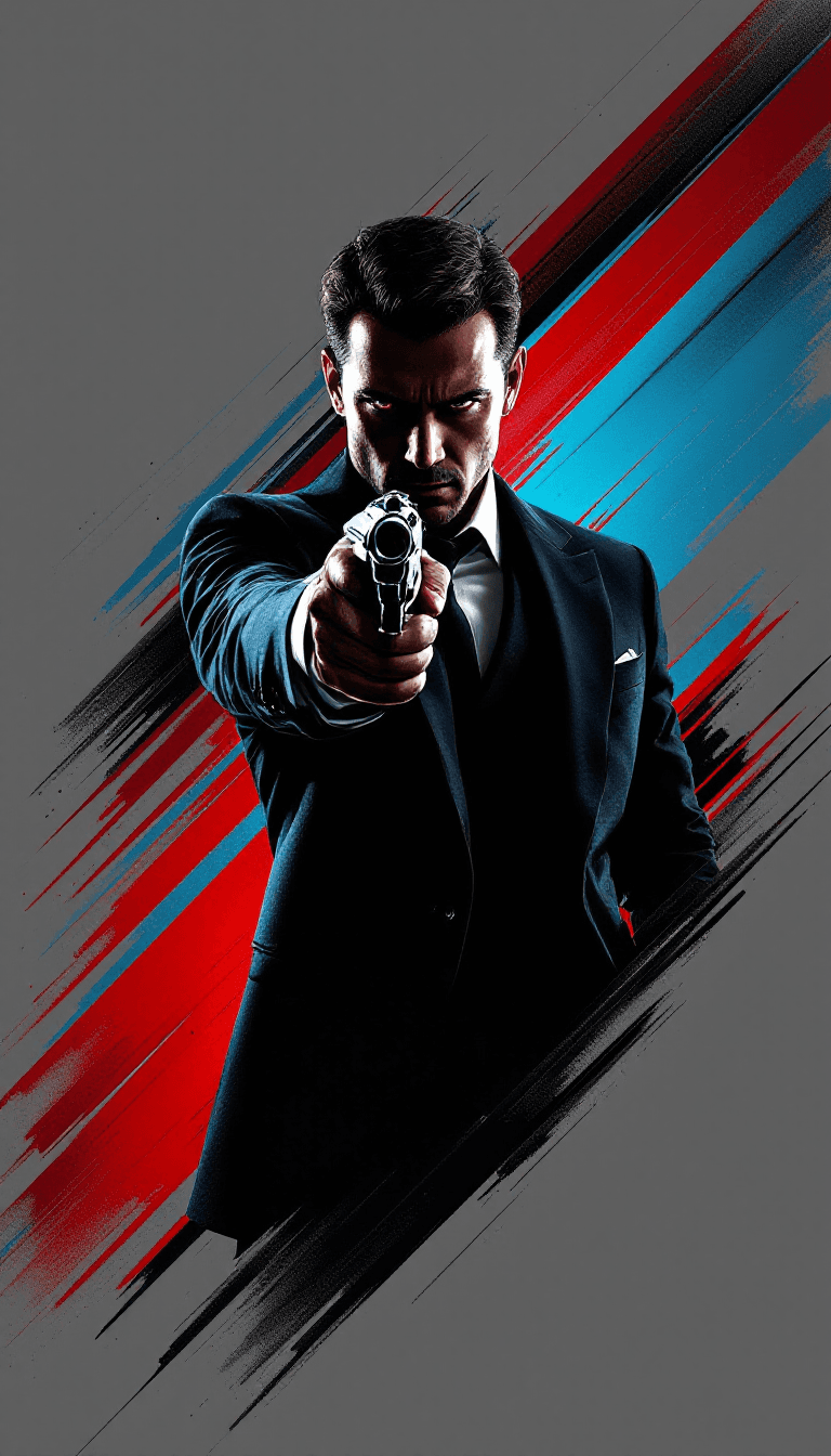AI generated: Create a dramatic and stylish graphic inspired by the sleek and intense aesthetic of modern action f...