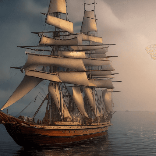 AI generated: Photo of a ultra realistic sailing ship, dramatic light, pale sunrise, cinematic lighting, battered,...