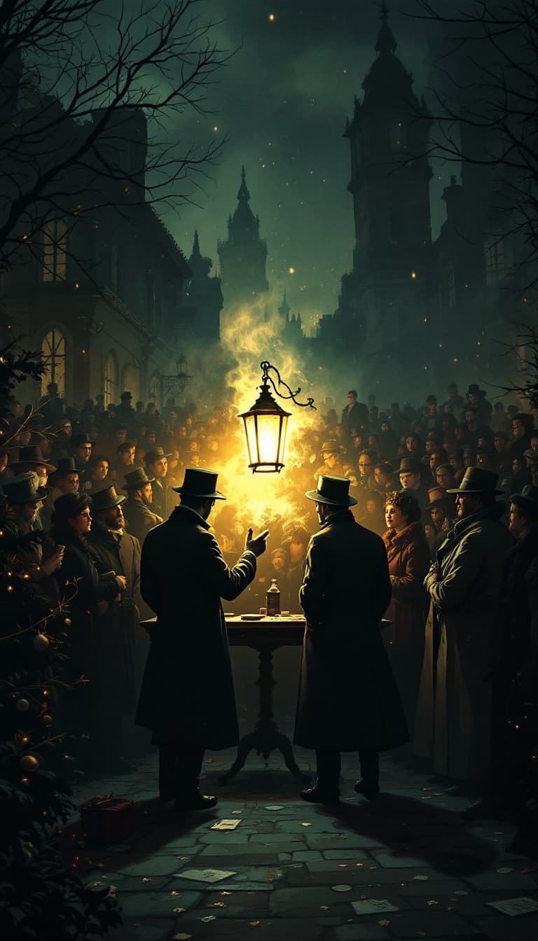 AI generated: Design an image in a Penny Dreadful comic style of American Victorian detectives examining evidence ...