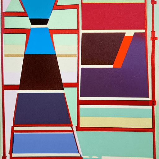 AI generated: Floating above the landscape, abstract shapes that resemble buildings or structures create a captiva...