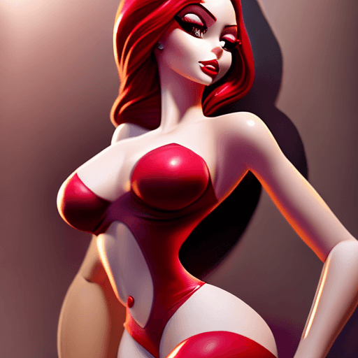 AI generated: Jessica Rabbit beautiful charismatic girl, athletic body, gorgeous figure, interesting shapes, full ...
