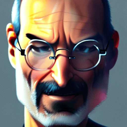 AI generated: Steve Jobs, medium shot close up, details, sharp focus, illustration, by Jordan Grimmer and greg rut...