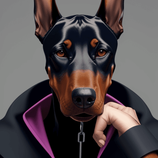 AI generated: DOBERMAN SENTADO 
SOBRE UNA MANO