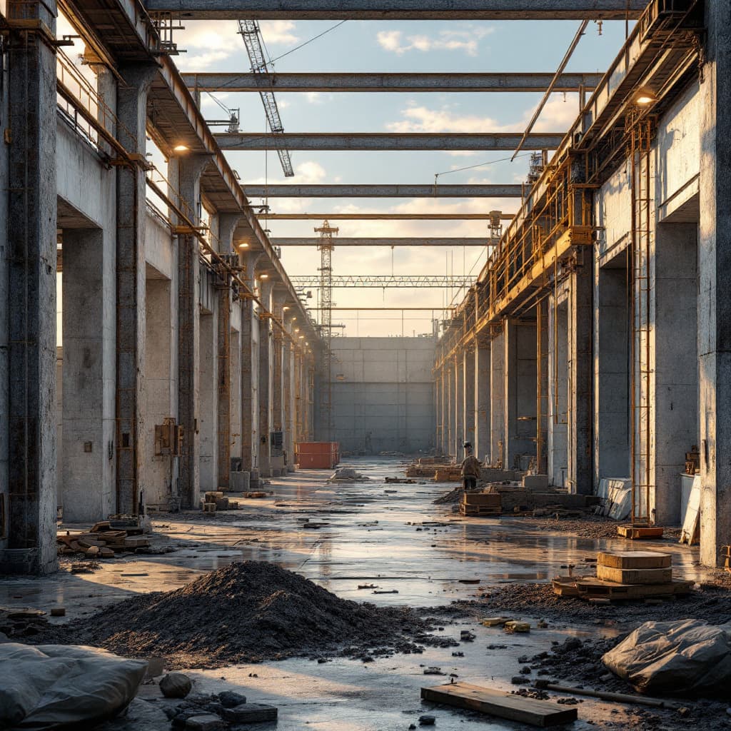 AI generated: create photographs of the construction of the dry port in Drogobich for a business presentationcreat...