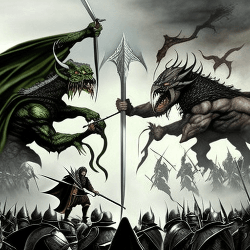 AI generated: lord of the rings inspired battle