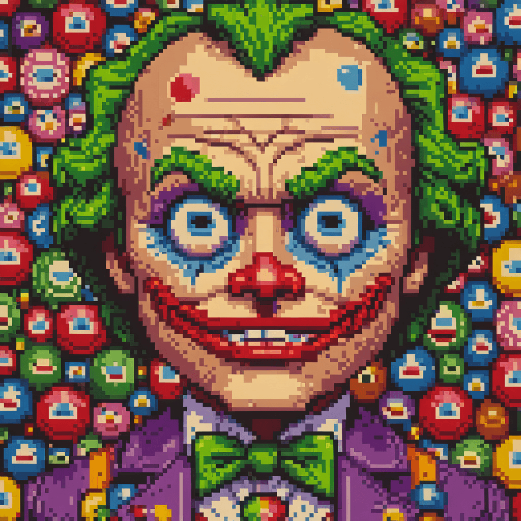 AI generated: Create a toy Joker( Nolan) , evil, in the style of Takashi Murakami, cinematic lighting, sharp focus...