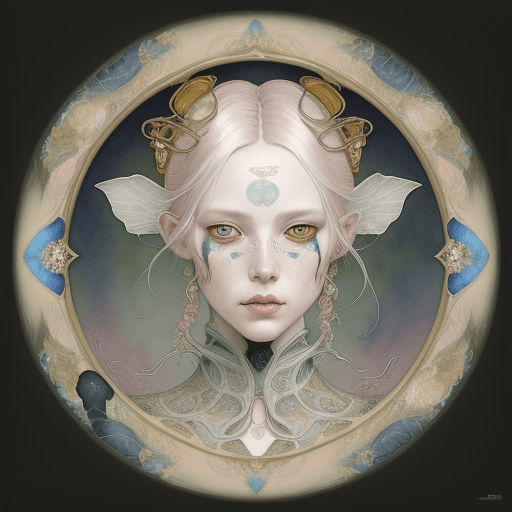 AI generated: long angle lens
a symmetrical watercolor as-above-so-below that features an albino vogue model with...