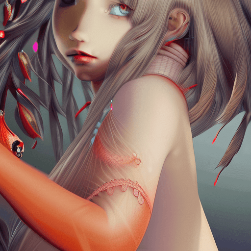 AI generated: fluffy nine-tailed fox girl by Wlop and Guweiz, Hyper-realistic, photography, real, professional, 8k...