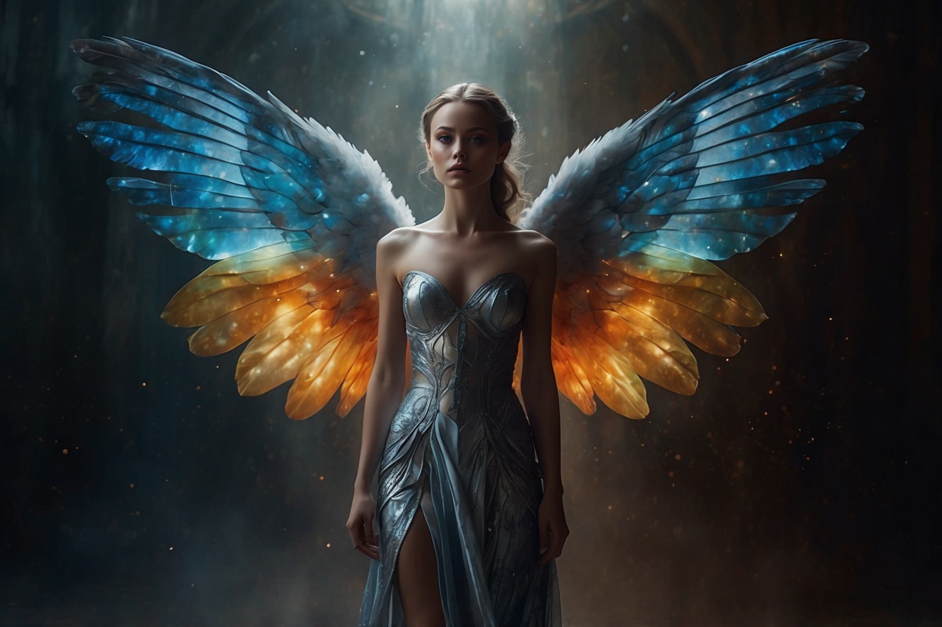 AI generated: An otherworldly figure drifts amidst swirling cosmic clouds, a vogue-worthy astral projection captur...