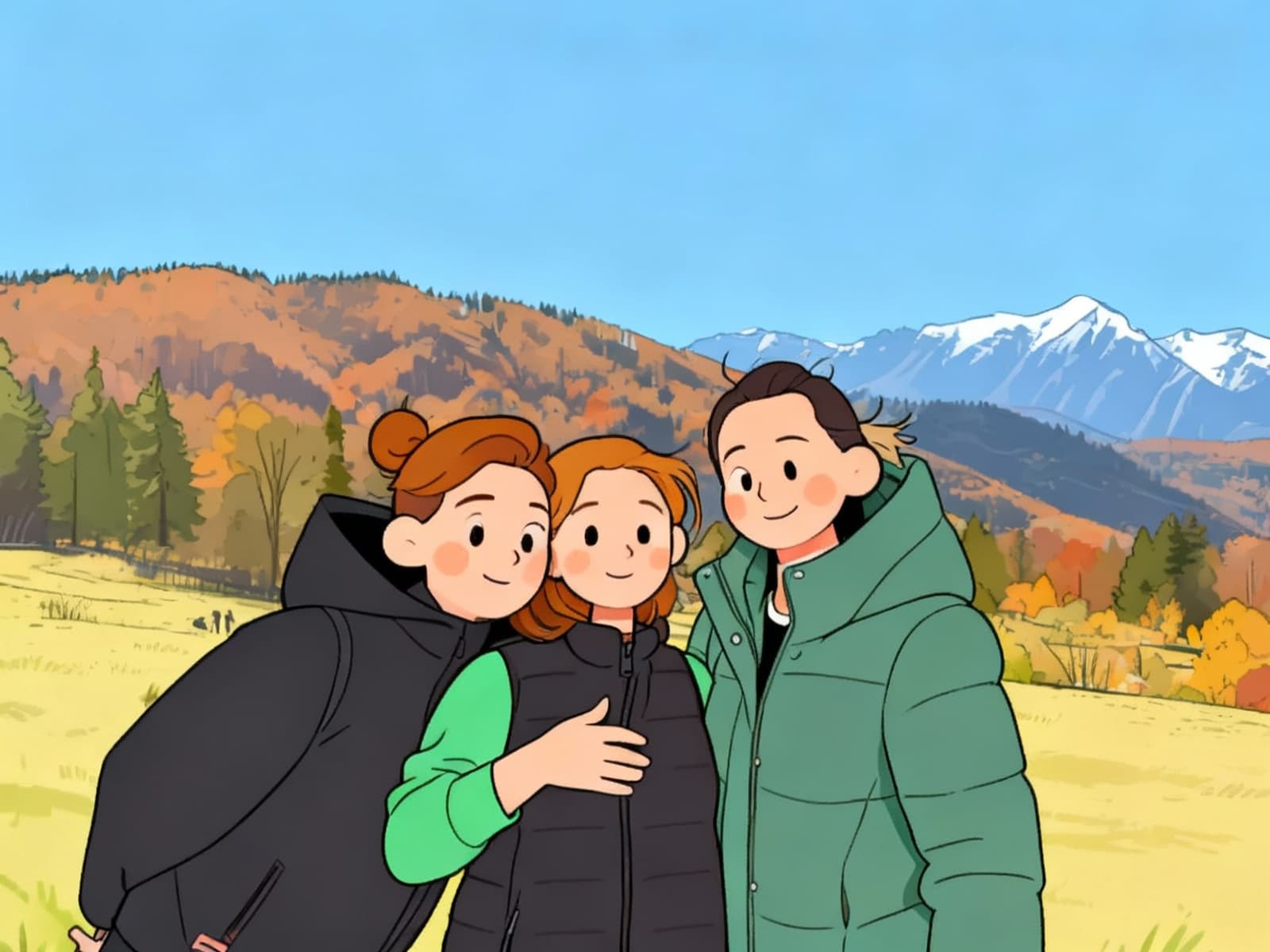 AI generated: Edit this image, making them Cartoon caracters 