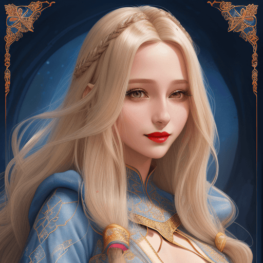 AI generated: a medium color portrait illustration of an attractive female wizard with blond hair, wearing long lo...