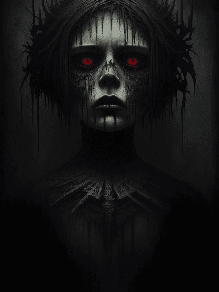 AI generated: unholy, brutal composition, gloomy, intense dark tones, horror, stunning, masterpiece, dramatic, ver...